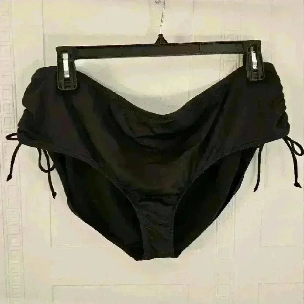 24th & Ocean Black High Waist Ruched Bikini Bottoms Size 22W EUC